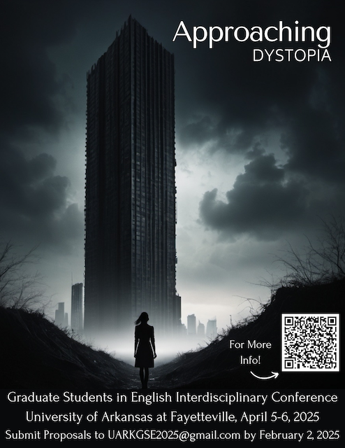 Flyer depicts figure looking at dark landscape, including intimidating skyscraper